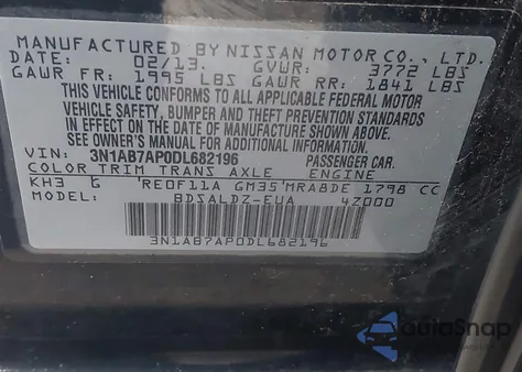 2013 Nissan Sentra Sv from USA, damaged, VIN 3N1AB7AP0DL682196